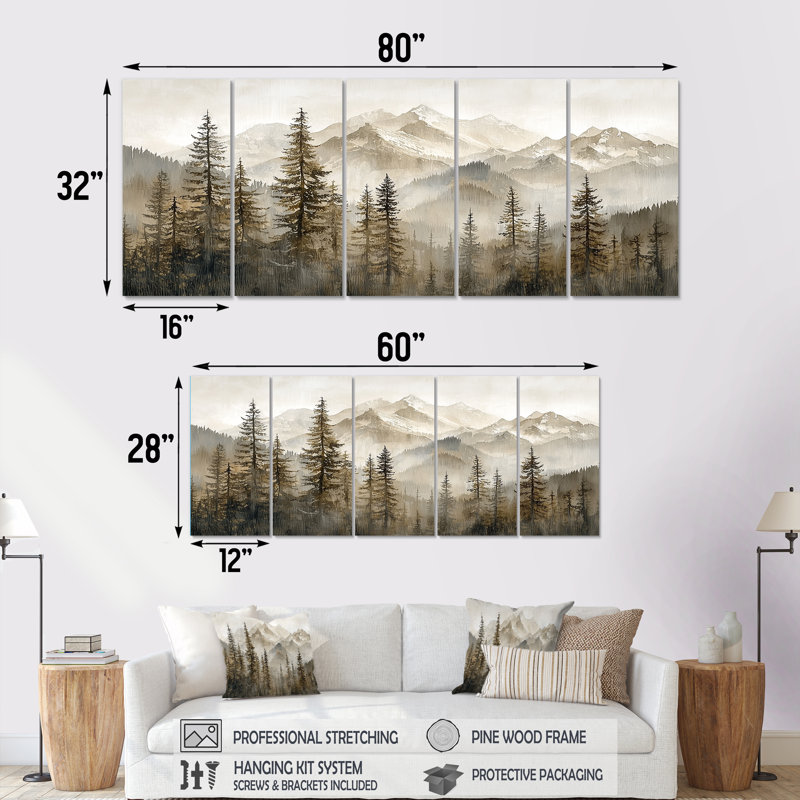 «Timber and Peaks Mountain implicity in Winter III» - et décoration murale montagnes - Art mural traditionnel, 5