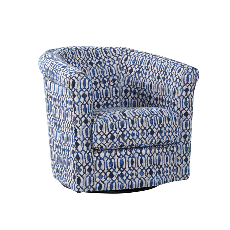 Pinehill Marvel 360 Swivel Barrel Chair, Chester Indigo Blue and Gray