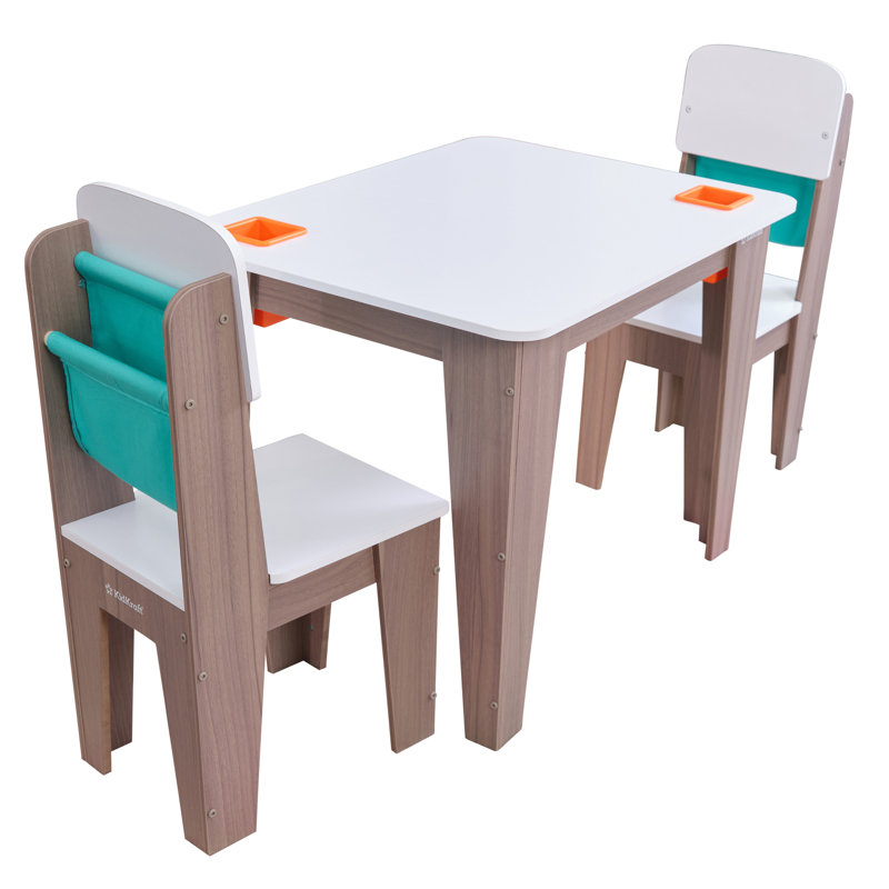 Kids 3 Piece Rectangular Activity Table and Chair Set, Grey