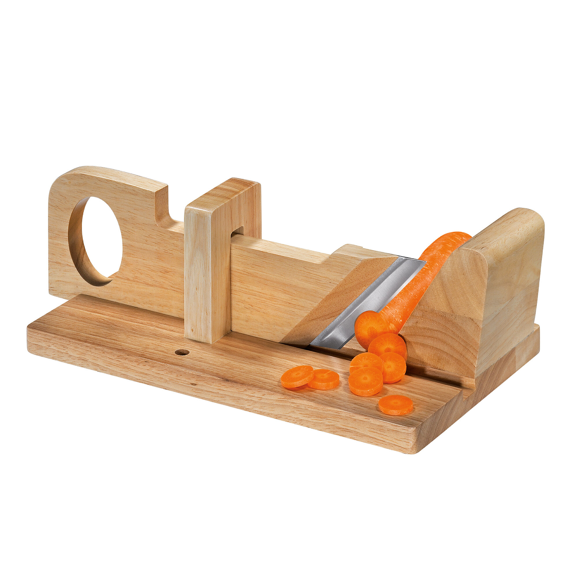 bamboo sausage slicer wood salami guillotine