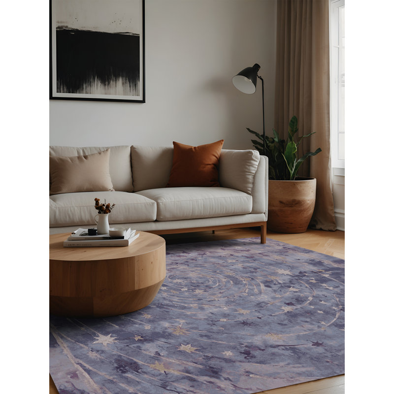 Machine Washable Purple Area Rug, Square 7'