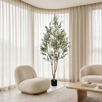 Olive artificielle 7 pi dans un pot en plastique noir