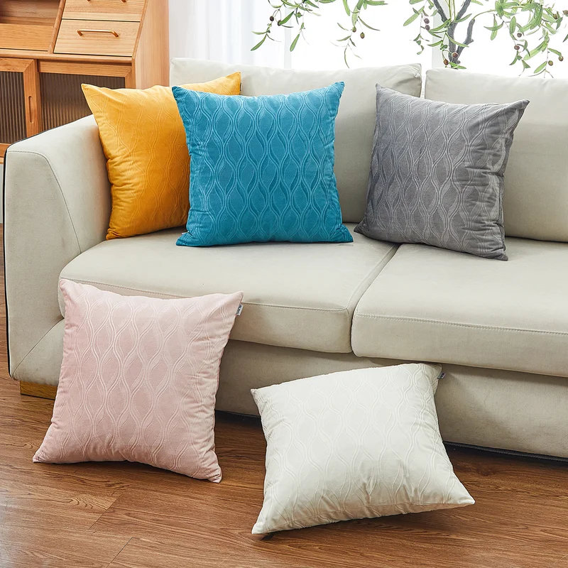 Coussin en velours réversible Ocean Waves, Blanc