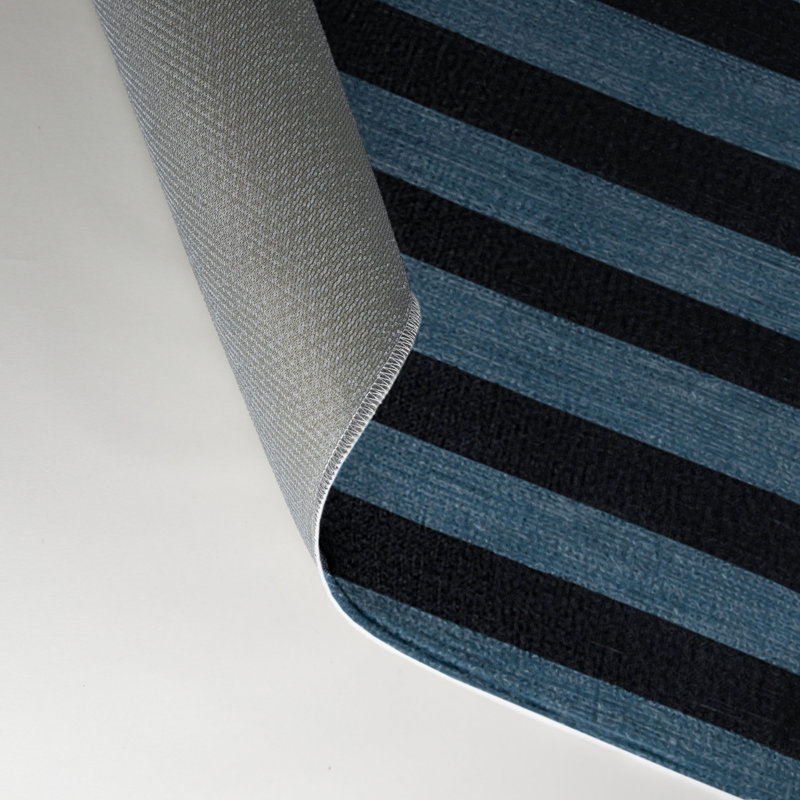 Tapis intérieur / extérieur noir HorizontalStripes, Rectangle 5 pi x 7 pi