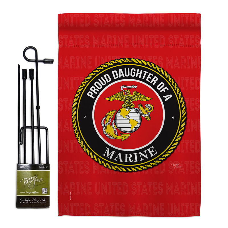 2 côtés 19 po x 13 po Ensemble de drapeaux de jardin Proud Daughter, Marines