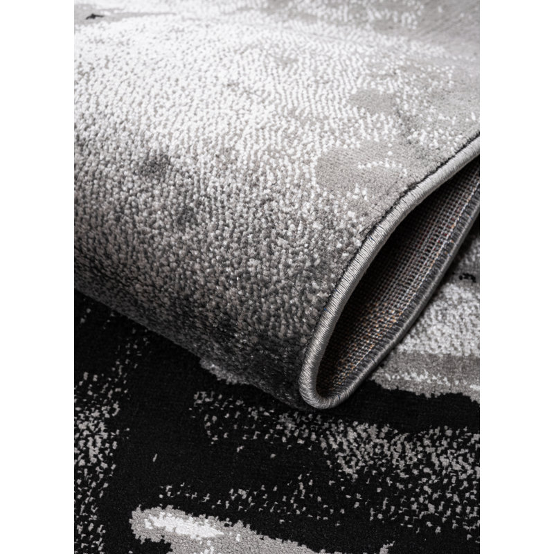 Abstract Area Rug, Rectangle 120 x 170 cm, Black