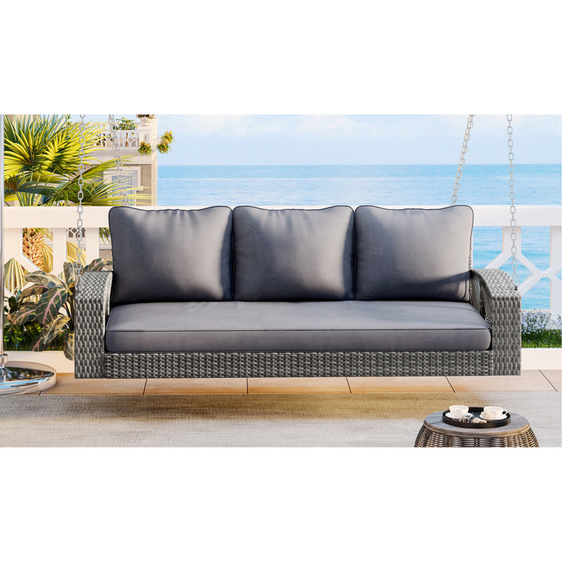 Balancelle de 69 po avec 3 coussins pour la cour, la piscine, double, coffre-fort spacieux et gris