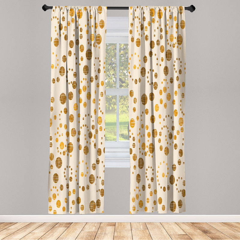 George Oliver Modern Art Curtains, Grunge Polka Dots Print, Pair of 28", Pale Coffee, 28" W x 95" L