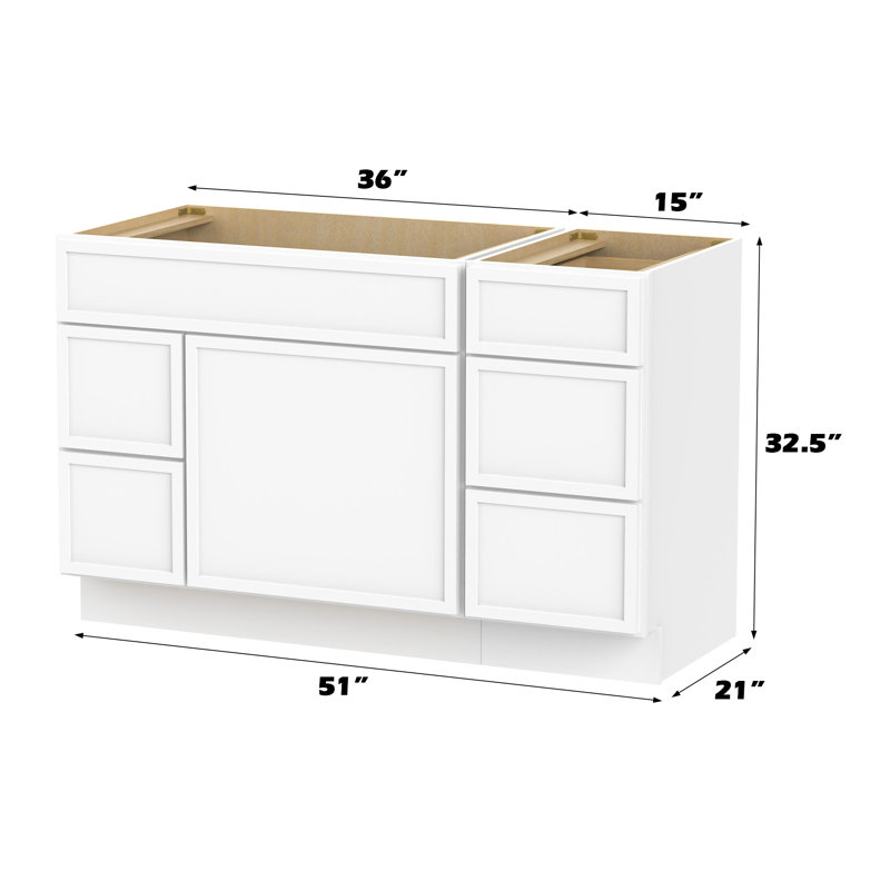 51'' Single Bathroom Vanity Base Only, White