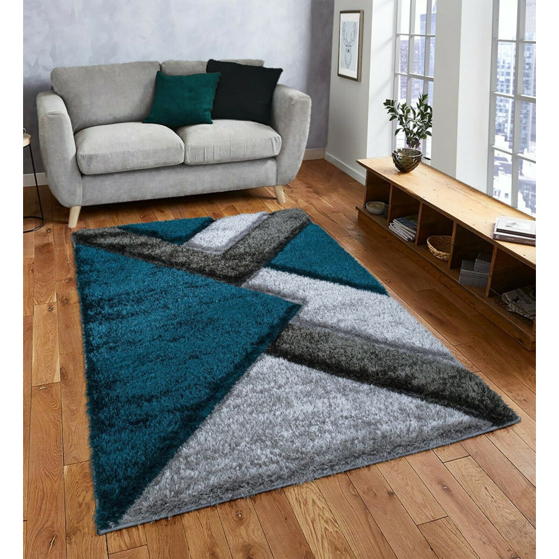 Hunley Geometric Hand Woven Shag Area Rug, Rectangle 80 x 150cm