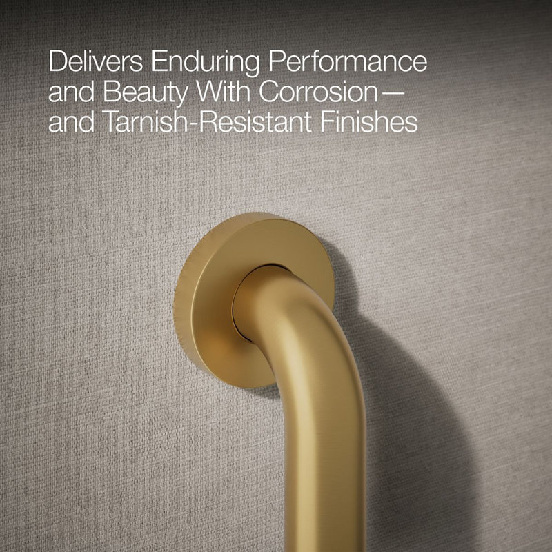 Contemporary Grab Bar, Vibrant Brushed Moderne Brass, 18"W