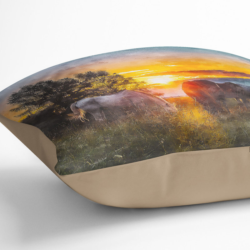 Sunrise Behind the Trees Cushion with Filling, Stone, 55cm H x 55cm W x 20cm D