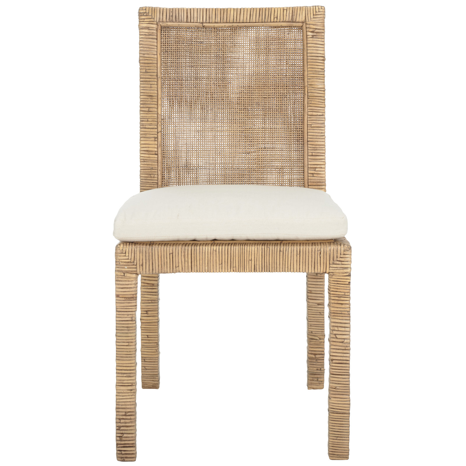 Elaina Linen Mango Dining Chair, White, Honey Brown Wash