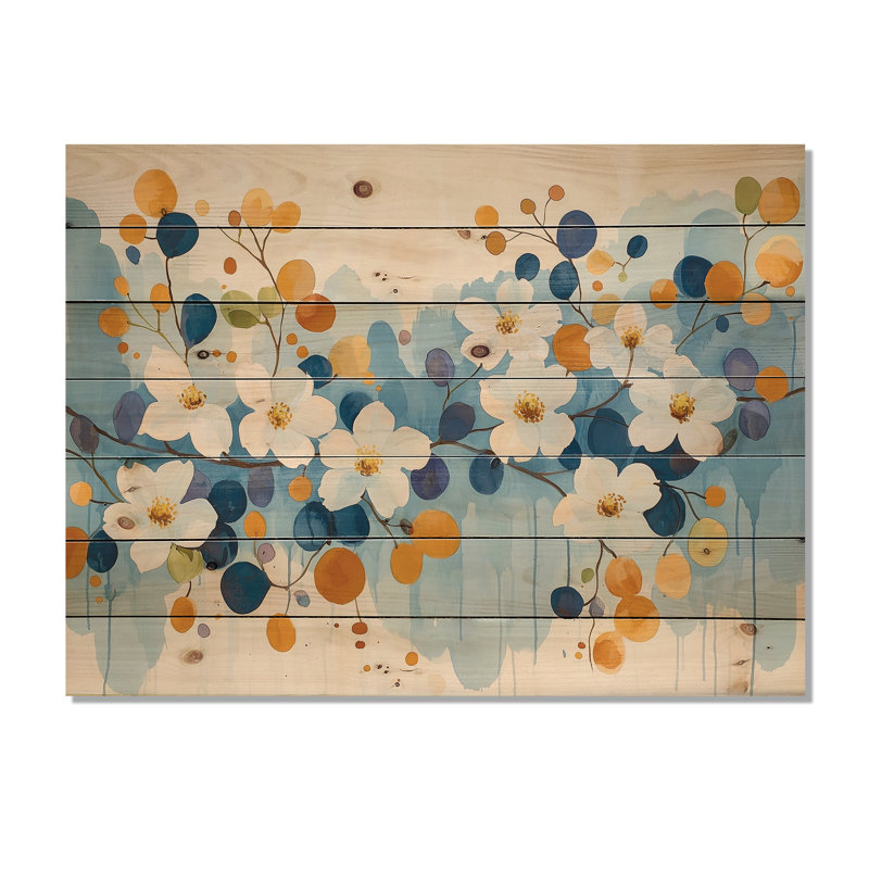 Soft Color Blush Of The Dogwood Tree II - Dogwood Wood Wall Art - On Natural Pine Wood, 24" H x 32" W