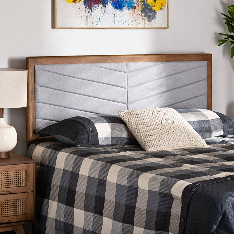 Joran Upholstered Panel Headboard, Walnut/Dark Gray, Twin
