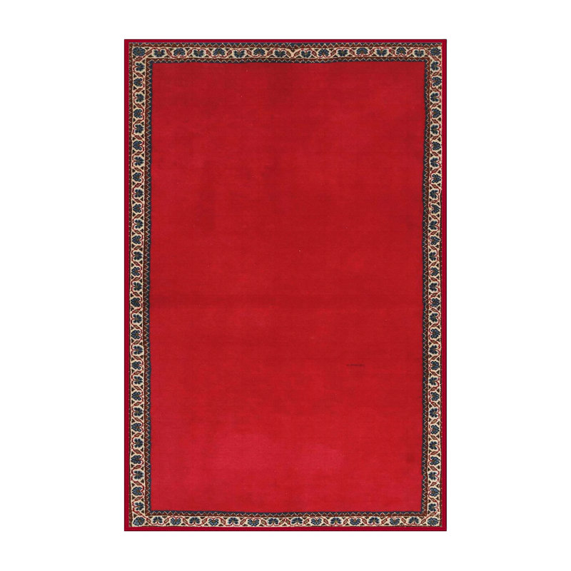 Tapis de zone rouge/noir contemporaine, Rectangle 7 pi x 10 pi