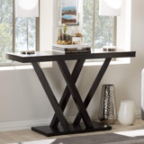 Modern Sofa Table With Pedestal Base, Engineered Wood Construction, Easy Assembly