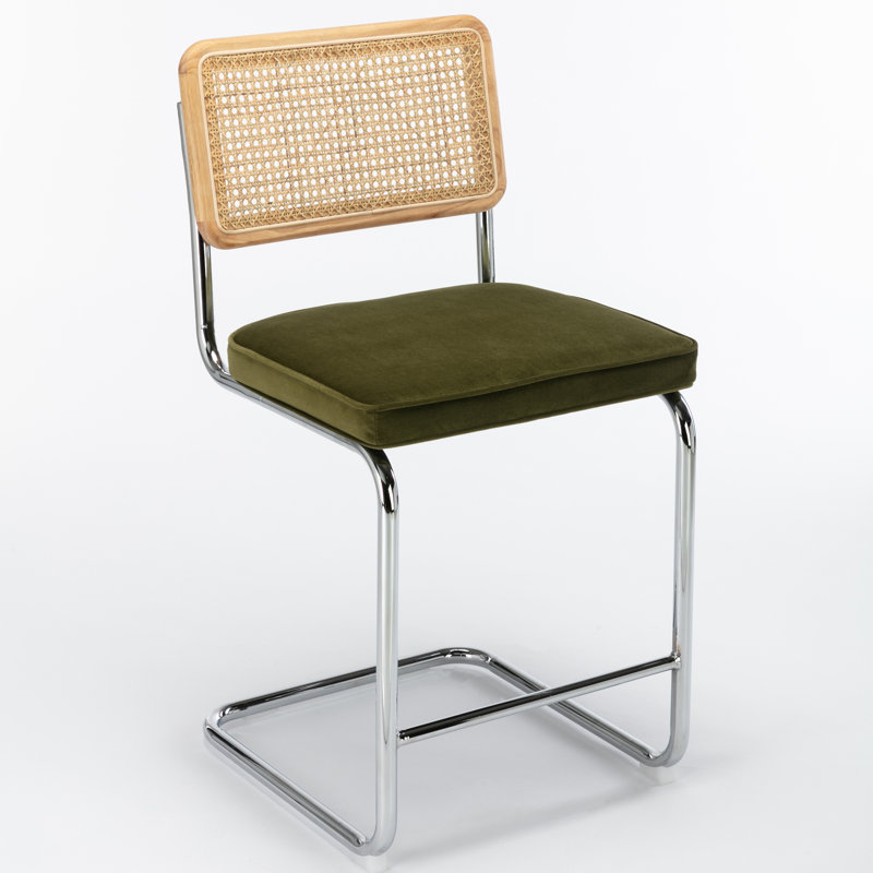 Walsh Velvet Bar & Counter Stool, Olive Velvet, Counter Stool (24” Seat Height)