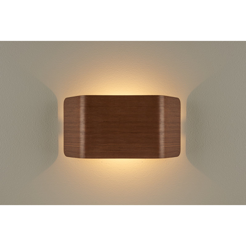 Zen Wood LED Flush Mounted Sconce, Walnut