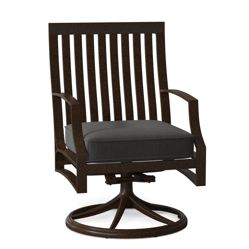 Seal Cove Outdoor Dining Armchair, Chestnut Brown, Brisa Charcoal Distressed Faux Leather
