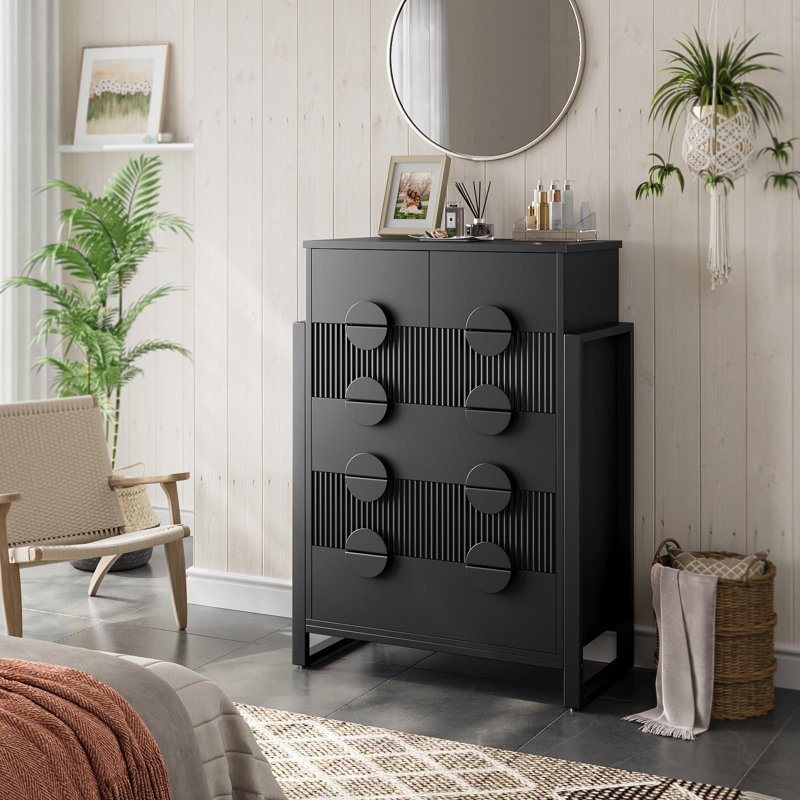 Commode moderne à 6 tiroirs Ebern Designs, Noir