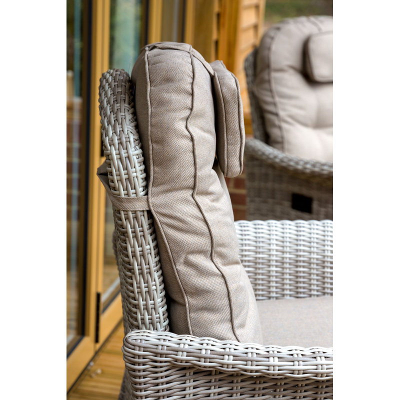 Jaffrey 4 - Person Wicker Patio Dining Set with Round Table , Cushions Included, Beige, Natural