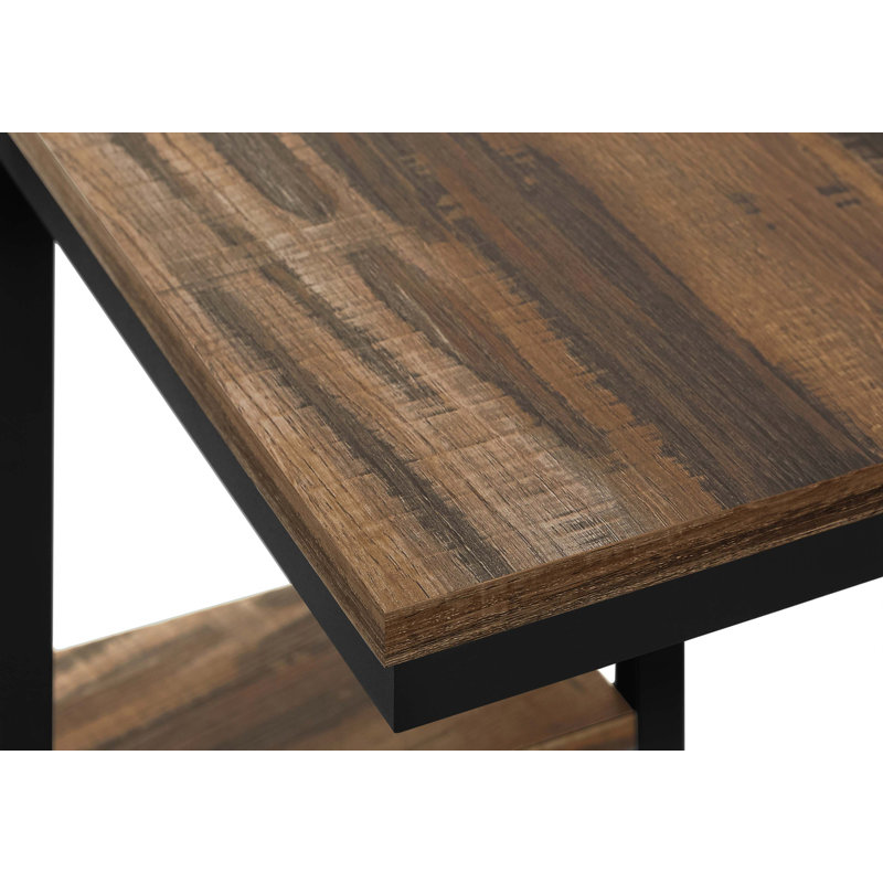 Table d'appoint, en forme de C, bout, côté, collation, salon, chambre à coucher, métal, stratifié, Brun