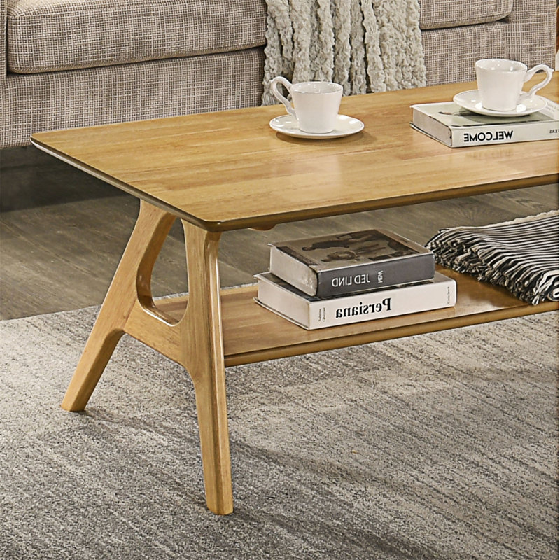 Table basse en bois avec tablette, H 0,01 po x l 0,01 po x P 0,01 po, Chêne
