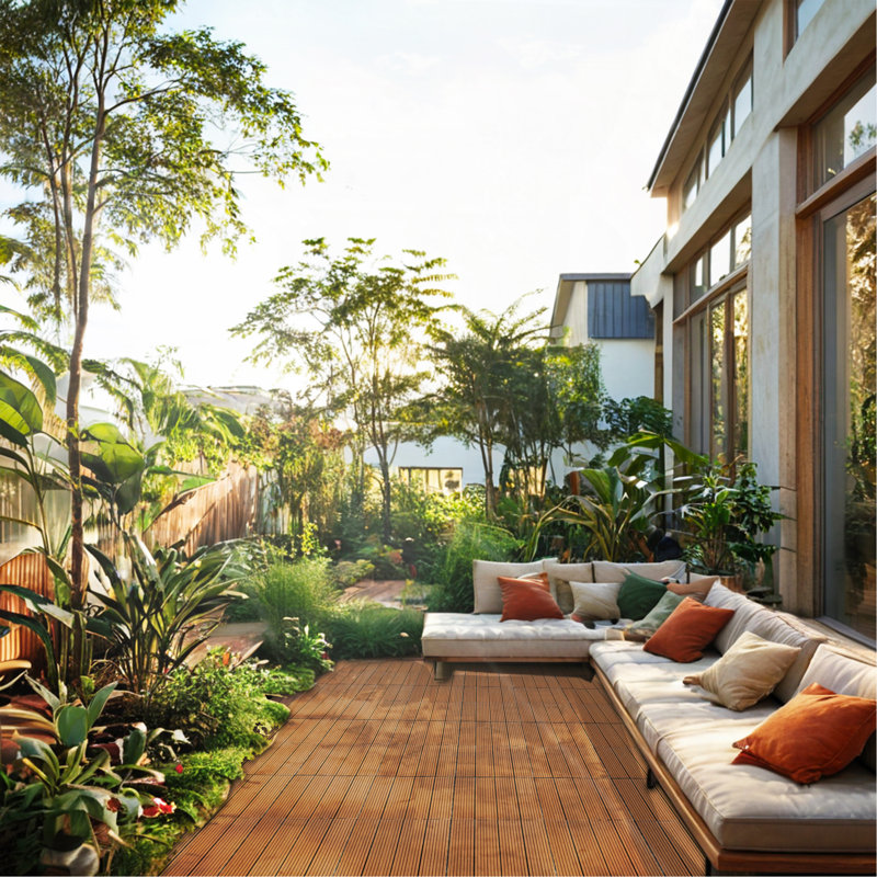 Ensemble de tuiles de terrasse en bois et en plastique composite de 20 pièces, Bois