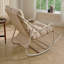 Chaise berçante d'extérieur, coussin confortable, avec coussin épais et doux, pour le salon, la chambre à coucher, la salle de lecture, structure beige avec coussin beige