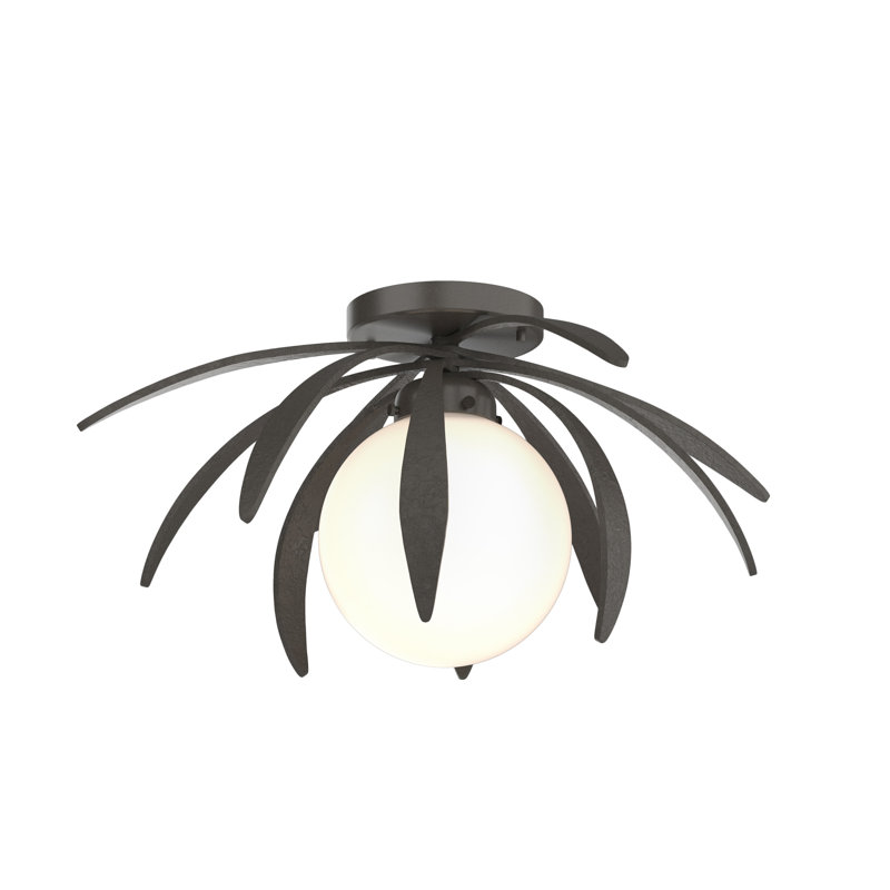 Dahlia 1 - Light Semi Flush Mount, Opal White, Dark Smoke