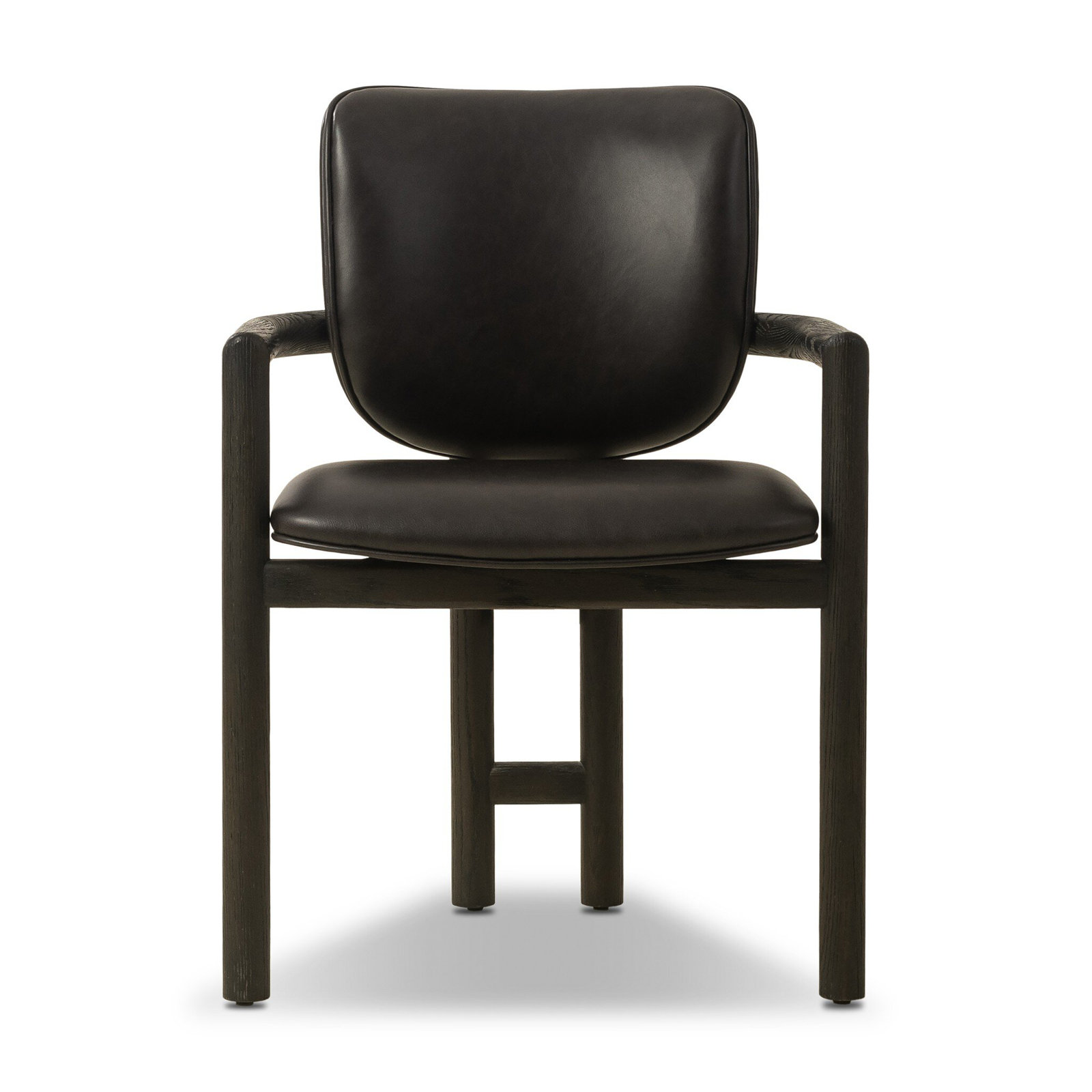 Kosta Leather Upholstered Back Arm Chair, Dark Anthracite Oak, Sonoma Black