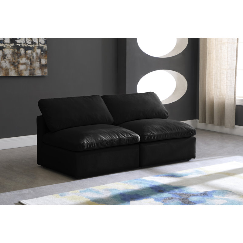 Causeuse modulaire en velours Atis, Velours noir
