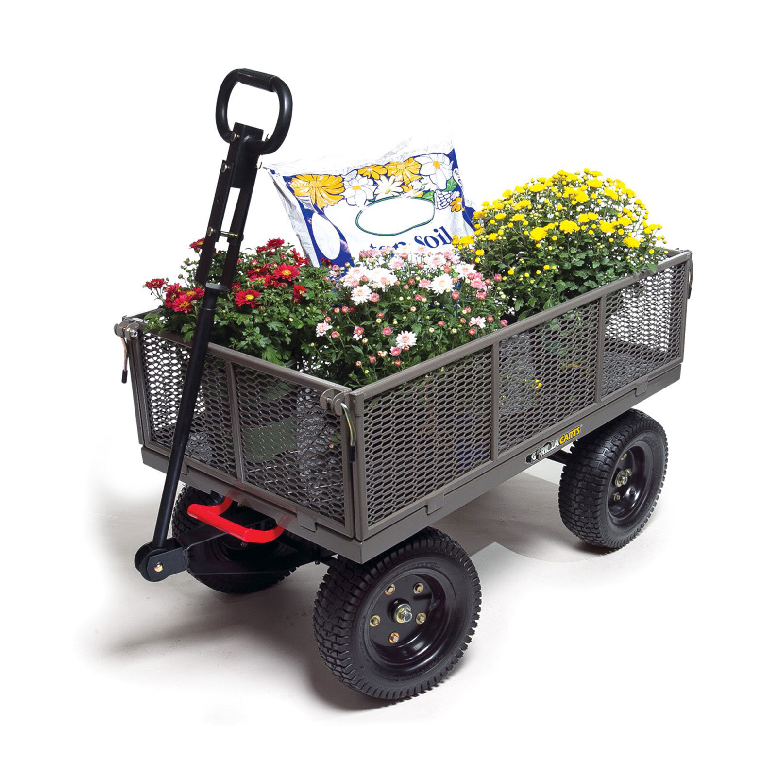 Gorilla Carts 12 cu Ft Heavy Duty Poly Dump Cart - Black, Pneumatic Tires,  Easy Unloading in the Yard Carts department at