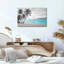 Art mural sur toile de palmiers noir et blanc et eau turquoise sur sable-1437600764