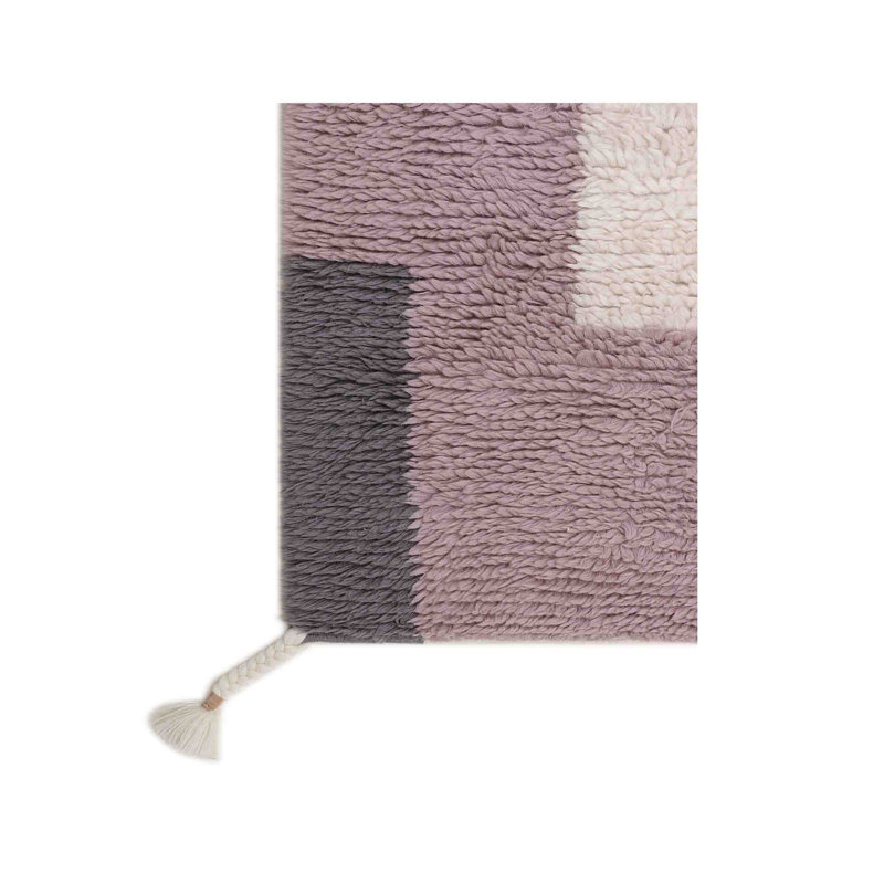 Abstract Area Rug in White/Purple/Red, Rectangle 10' x 14'