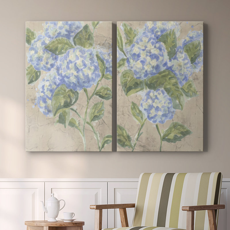 Vintage Hydrangea Fresco I-Premium Gallery Wrapped Canvas -Ready to Hang, 18" H x 24" W
