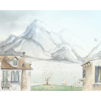 Panneau mural à peindre L 6,25 pi x l 112 po Village Landscape