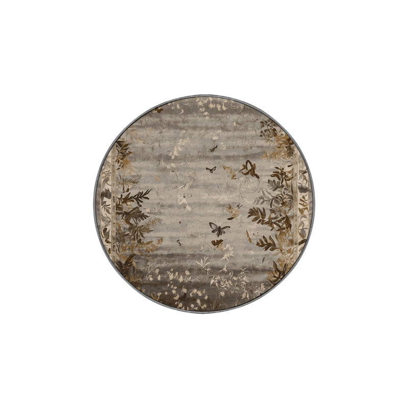 Machine Washable Gray Area Rug, Round 7'