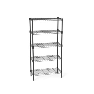 Étagère en fil métallique robuste à 5 niveaux - Support de rangement réglable en métal pour la cuisine, le garage et le garde-manger - Tablettes en fil d'acier noir mesurant P 29,5 po x l 13,8 po x H 59 po