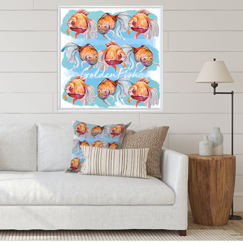 " Fish III ", 16" H x 16" W x 1" D, White Floater Framed