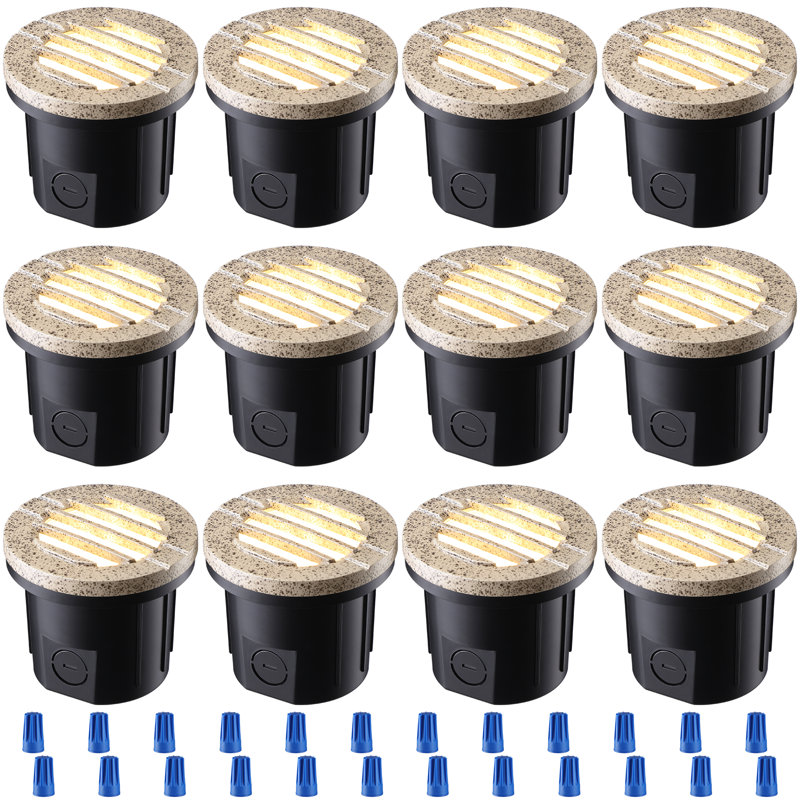 6W Well Lights LED Low Voltage 12-24V In-Ground Lighting, 3000K, UL Listed, Marbling Pattern, Rock Color