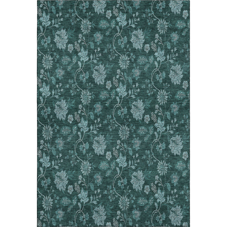 Premium Machine Washable Prisco Teal Rug