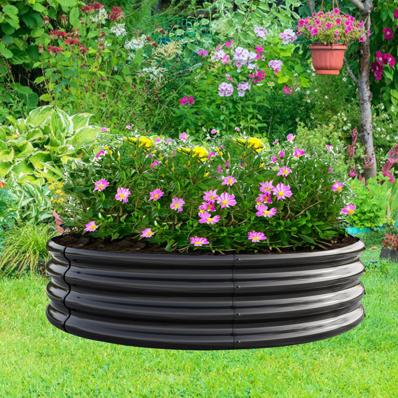Lit de jardin surélevé en métal Norocel, Noir