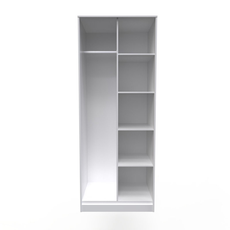 Fully Assembled 3 Door Wardrobe, 196cm H x 74cm W x 53cm D, Chrome