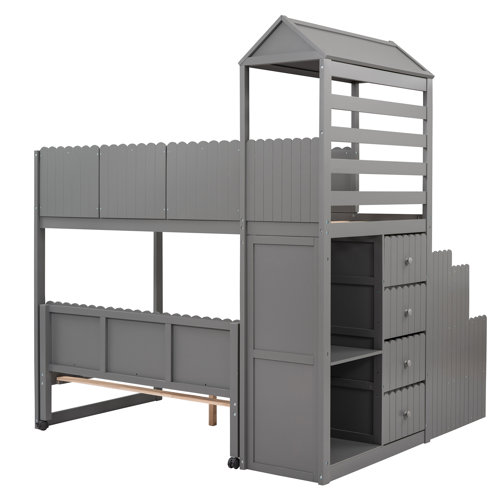 Harper Orchard Elijia Kids Twin Over Full Bunk Bed with Drawers ...