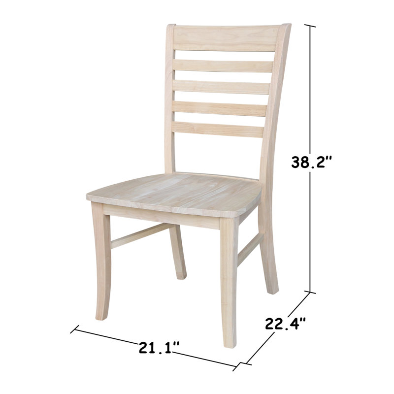 Sardinia Solid Wood Ladder Back Side Chair, Unfinished