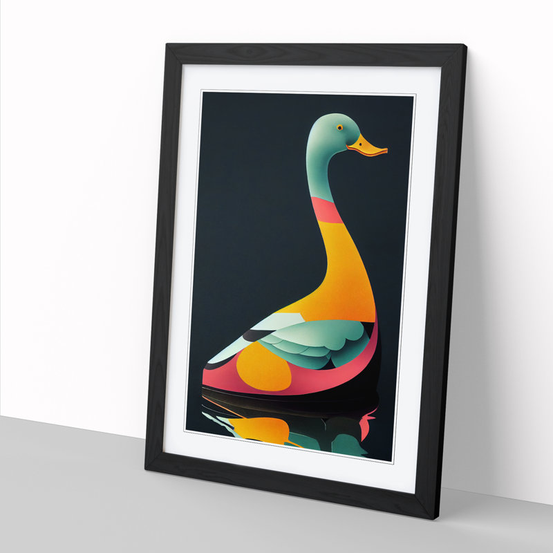 Anniqua Duck Reflection - Picture Frame Print, 64cm H x 46cm W x 2cm D, Oak
