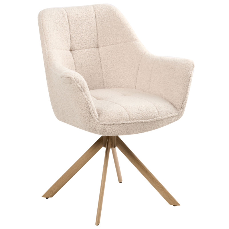 50cm H Tufted Polyester Upholstered Metal Upholstered Back Side Chair, Beige