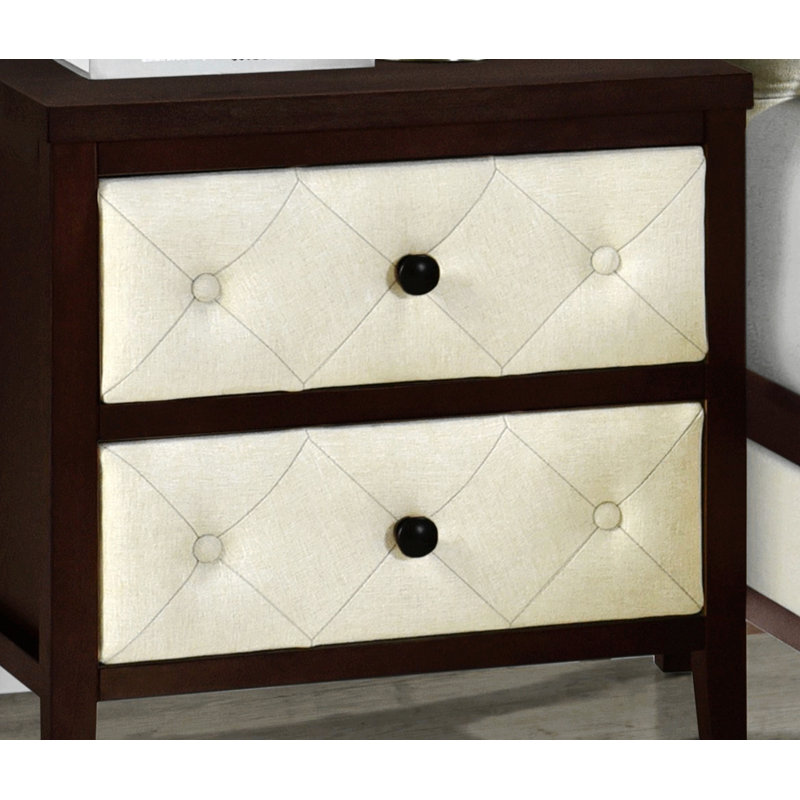 Nightstand, Cherry Espresso/Beige